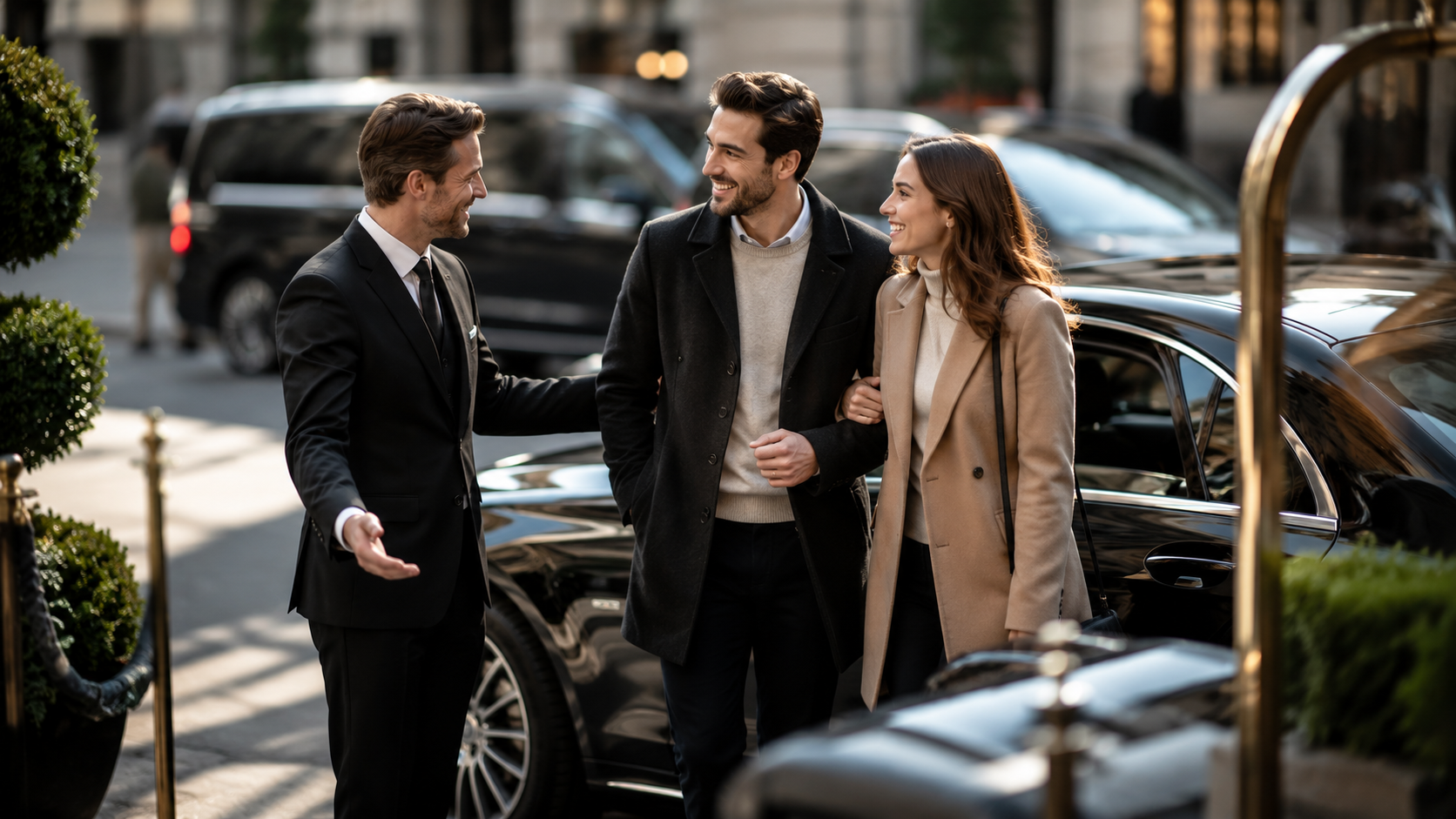 Executive chauffeur arriving at a London corporate event