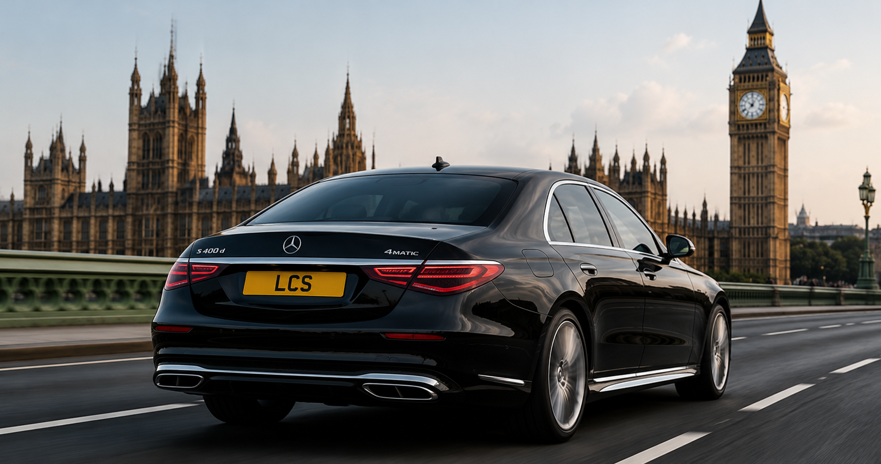 Chauffeured Mercedes S-Class luxury sedan executing private travel in London