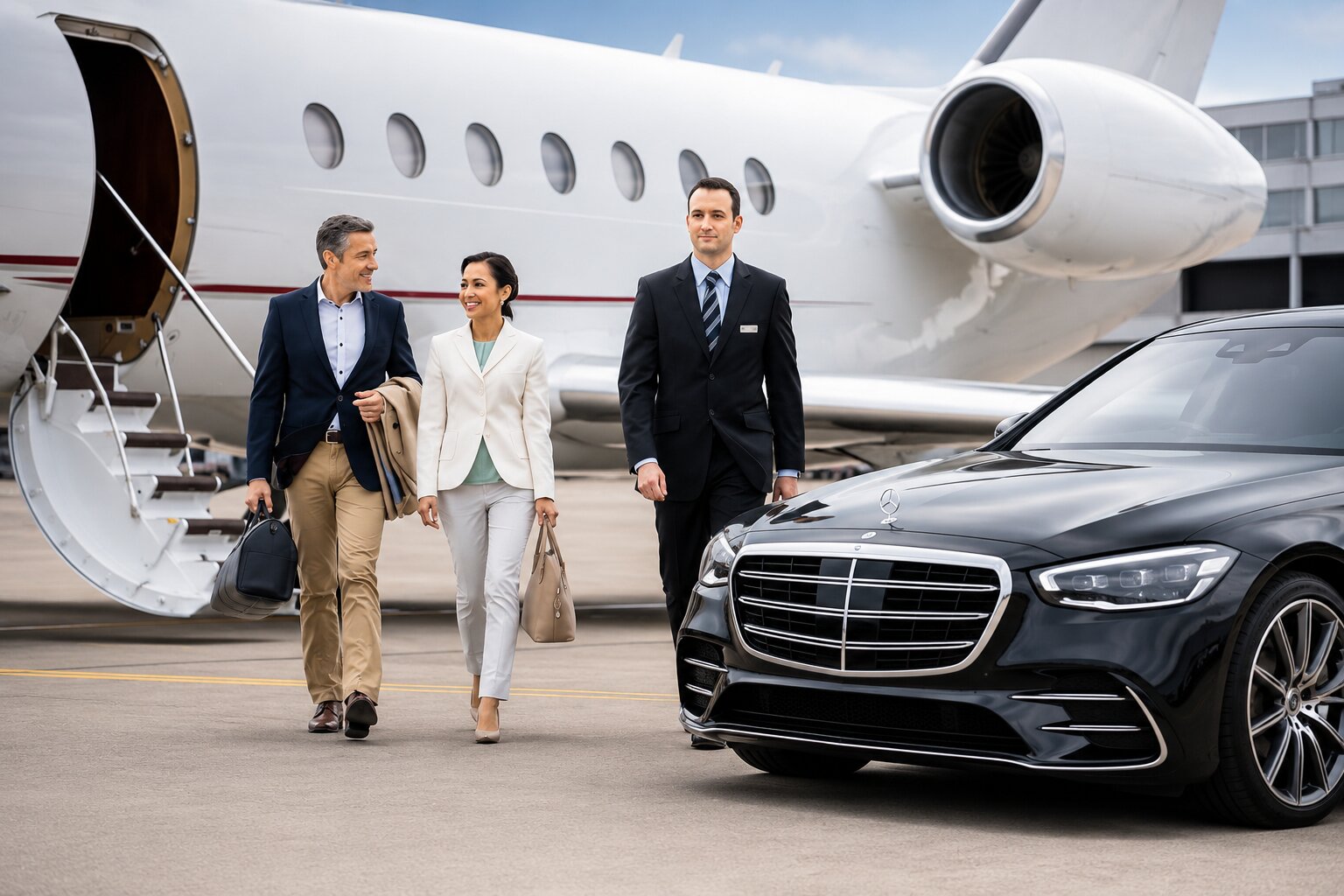 Luxury vehicle ready for airport transfer